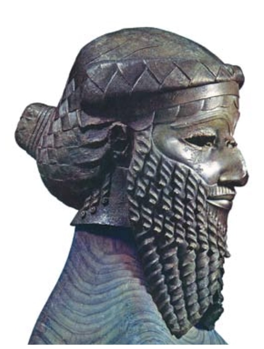 Mezopotámiai uralkodó feje, Kr. e. 2200 k., bronz – a Bagdadi Múzeumból lopták el 2003-ban